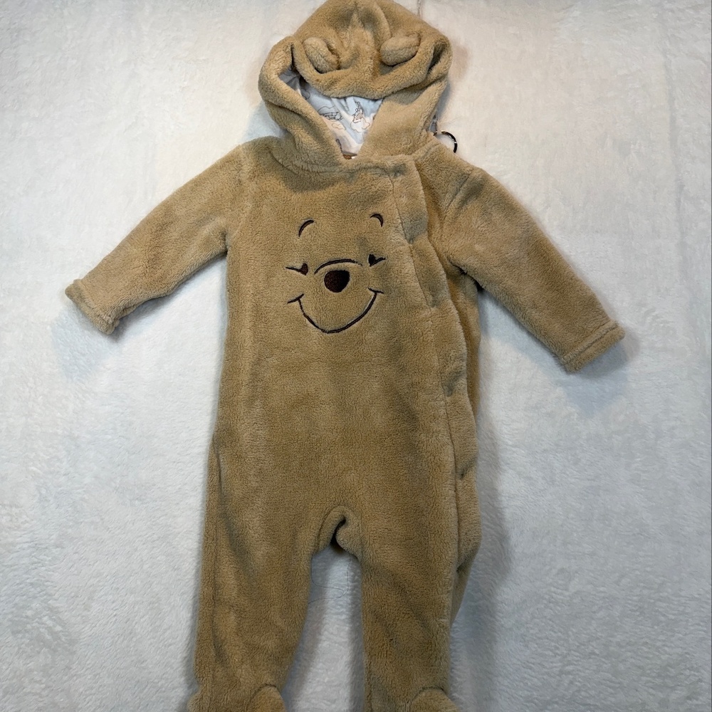 Disney Baby Lightweight Snowsuit Winnie The Pooh faux fur pramsuit Infant Size 3